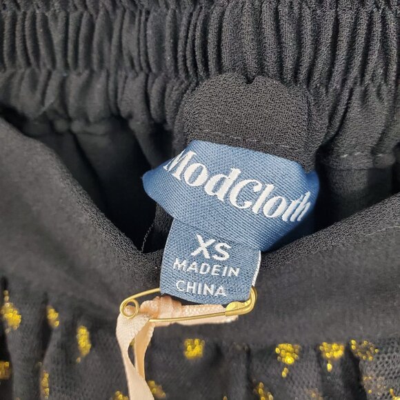 NWT Modcloth Women's Tulle Black and Gold Polka Dot Pull On Skirt XS - Picture 4 of 8